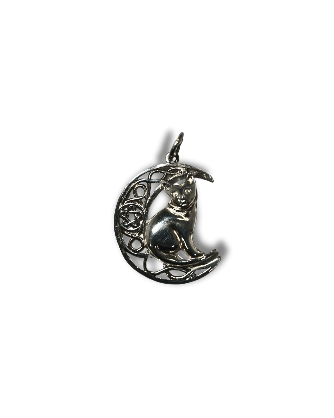Colgante Luna con Gato Plata Ley