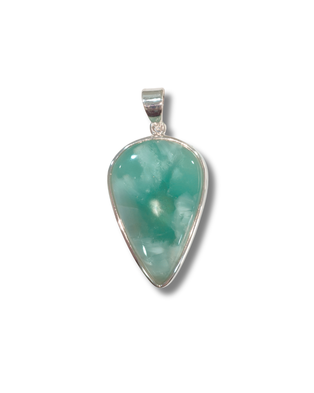 Colgante Larimar Verde Plata Ley