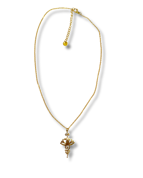 Colgante con Cadena Simbologia Acero Dorado LS07