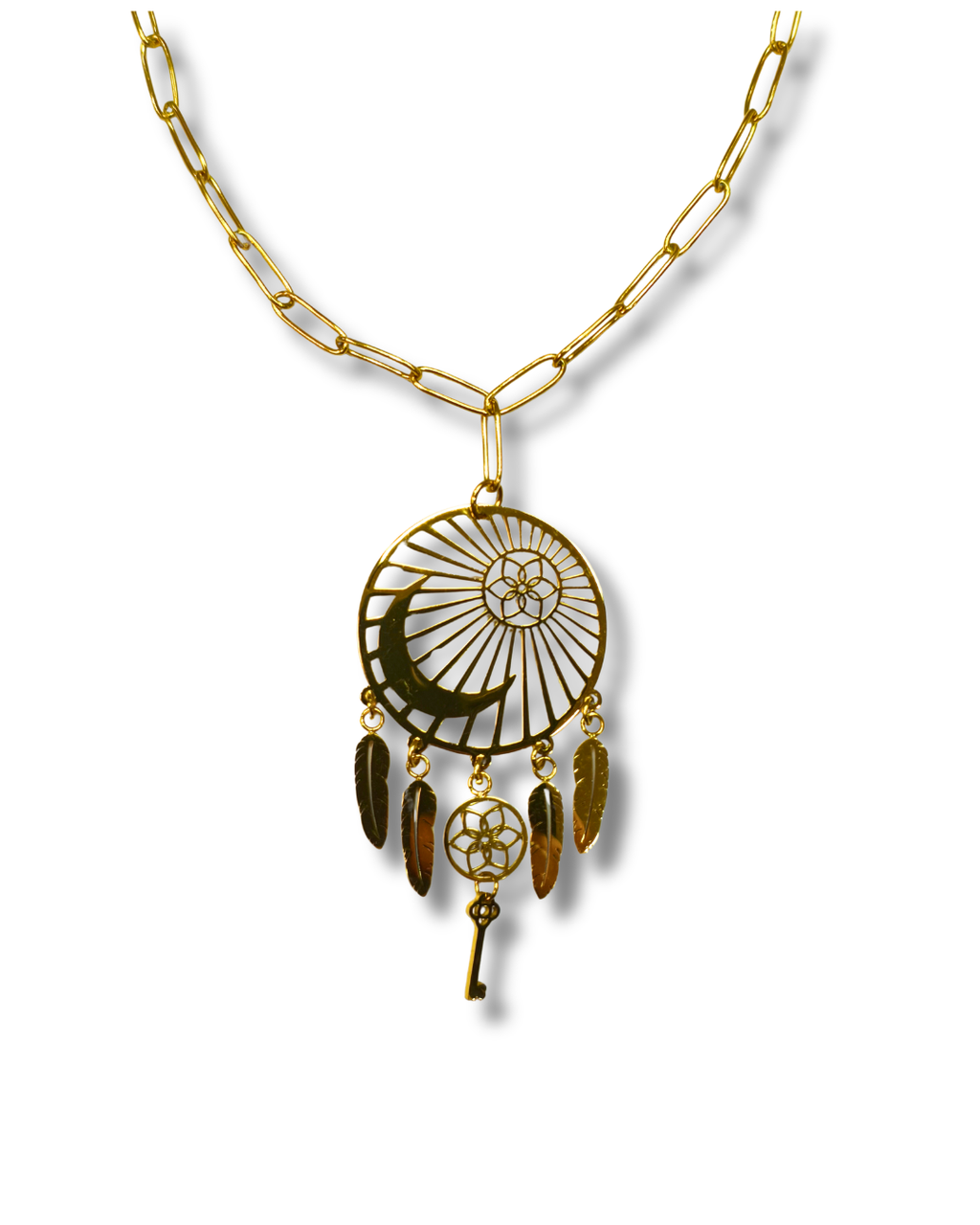 Colgante con Cadena Simbologia Acero Dorado LS02