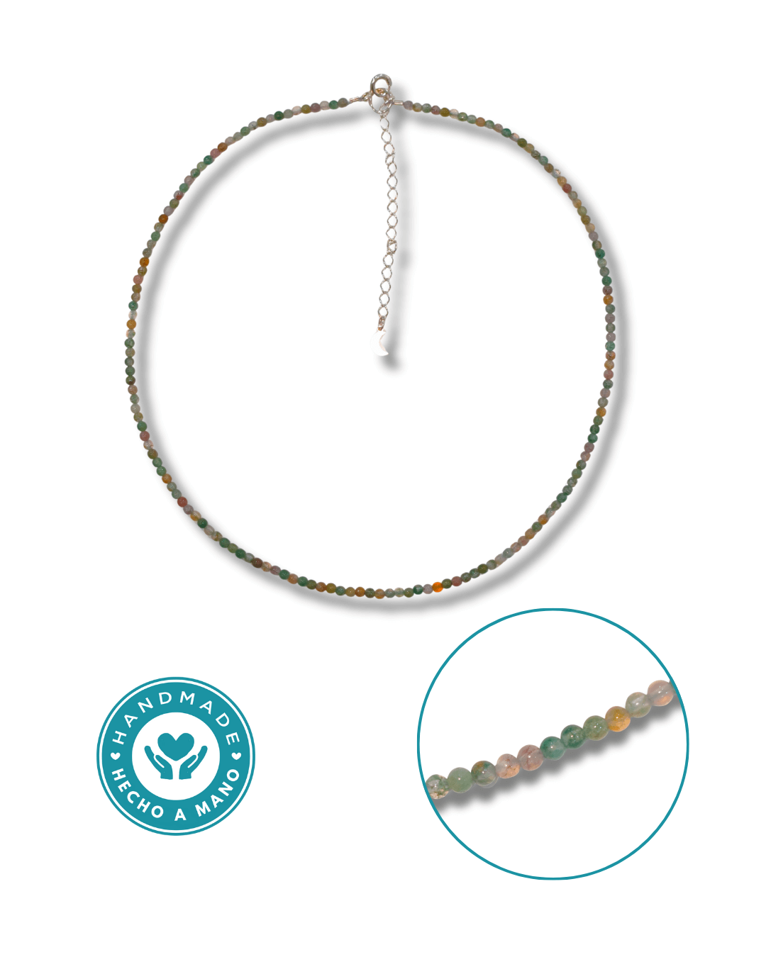 Gargantilla Agata Musgosa Plata Ley