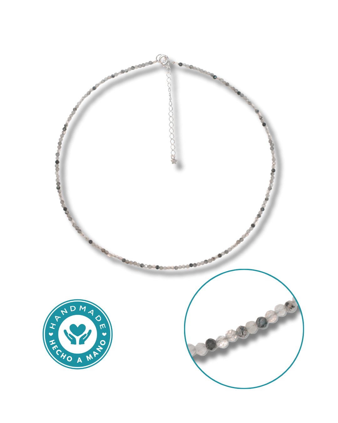 Gargantilla Cuarzo Turmailinado Plata Ley