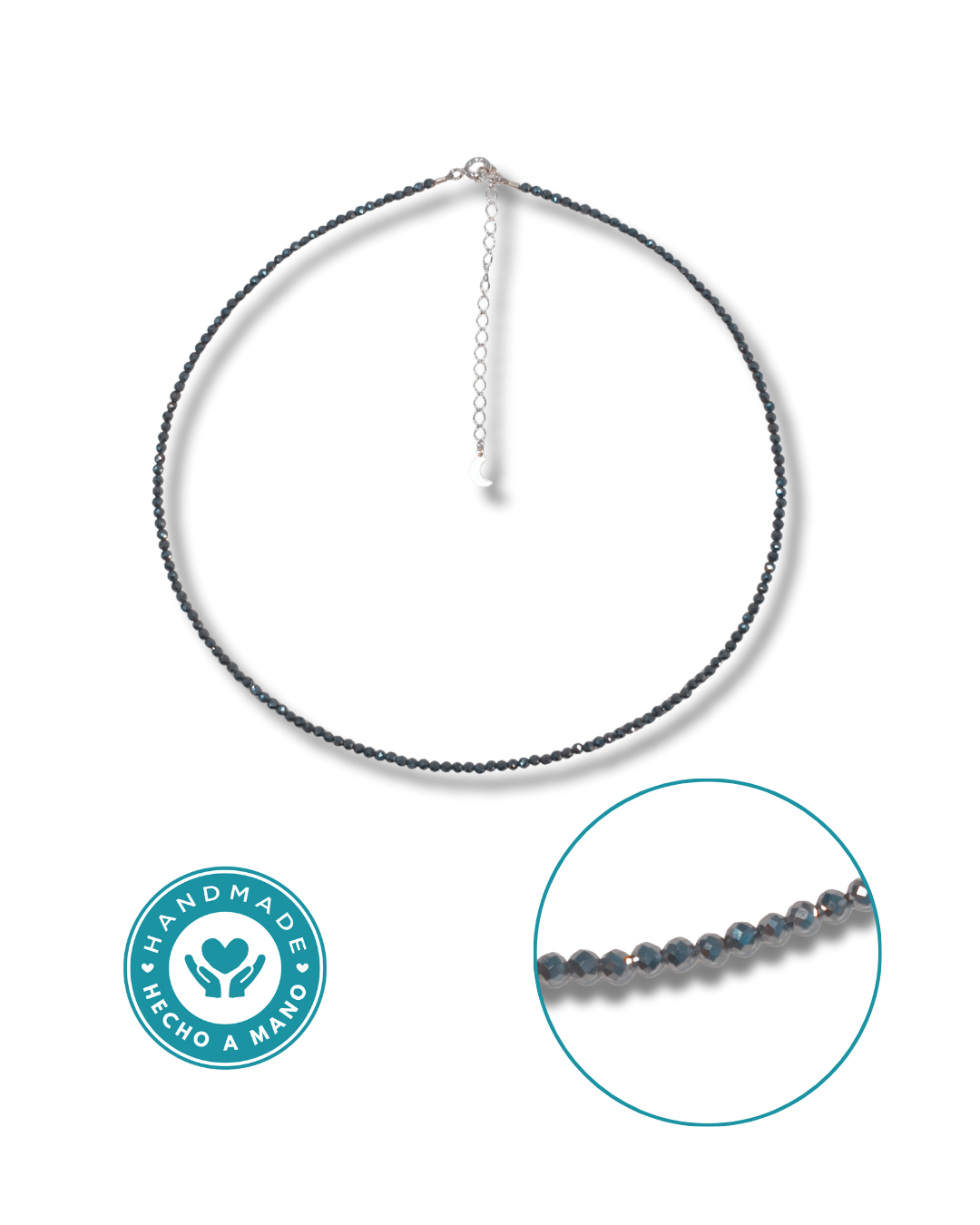 Gargantilla Hematite Plata Ley