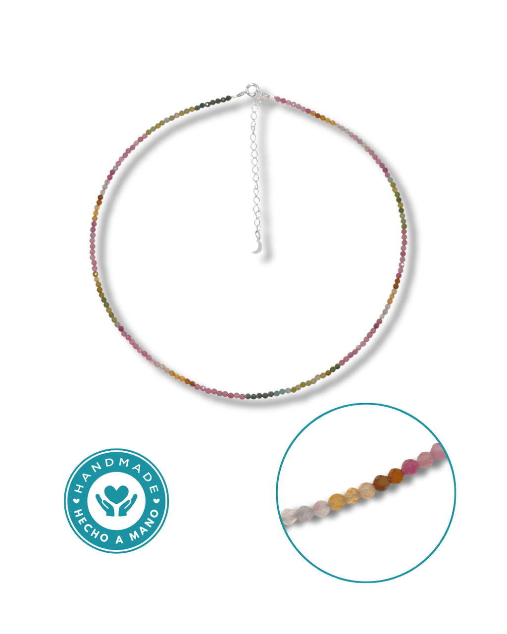 Gargantilla Turmalina Multicolor Plata Ley LS01