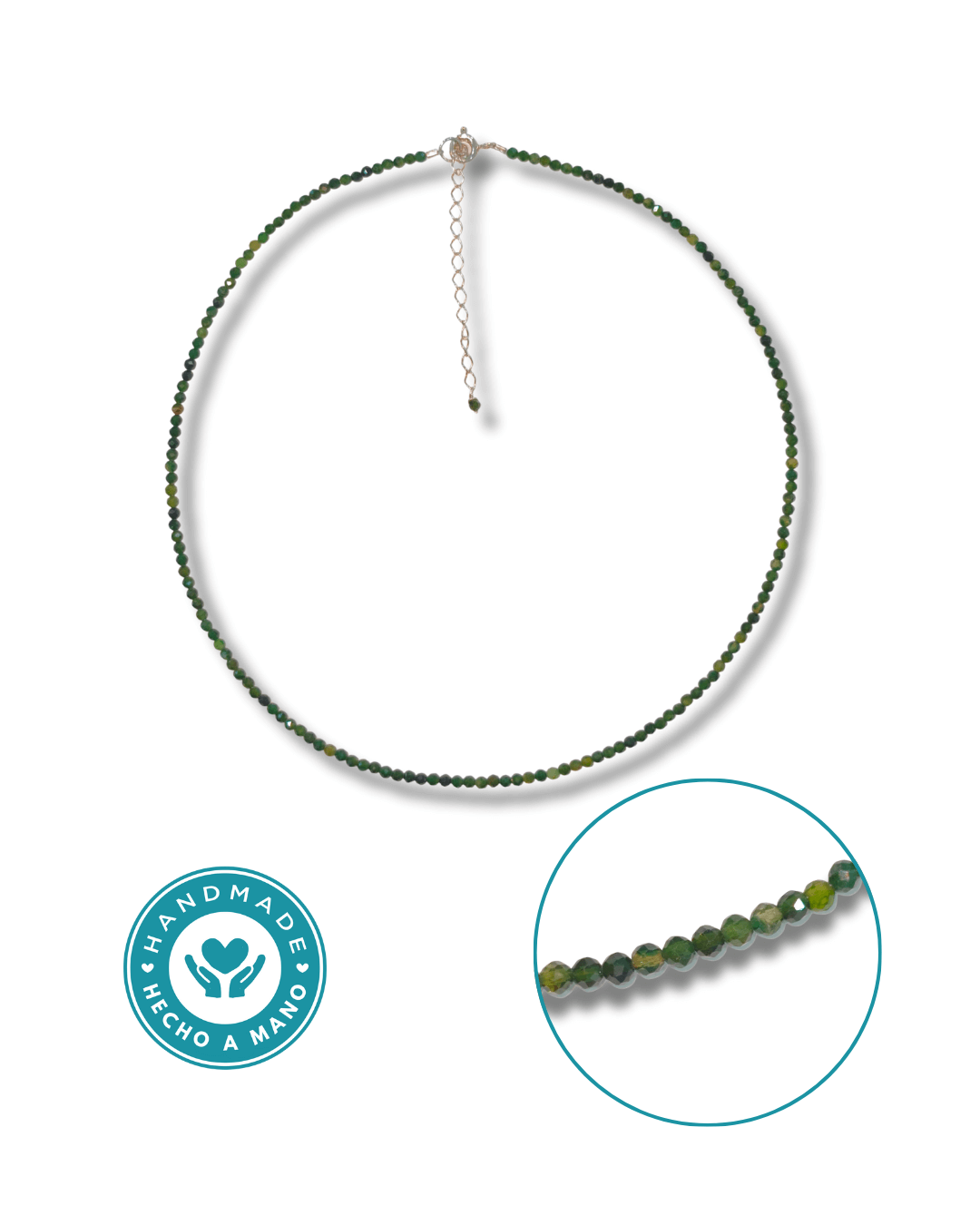 Gargantilla Turmalina Verde Plata Ley