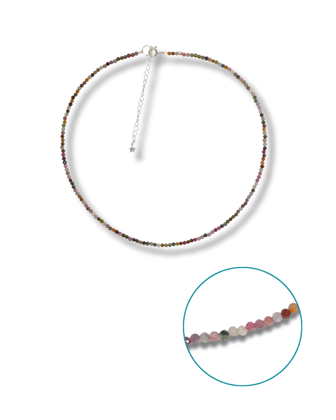 Gargantilla Turmalina Multicolor Plata Ley