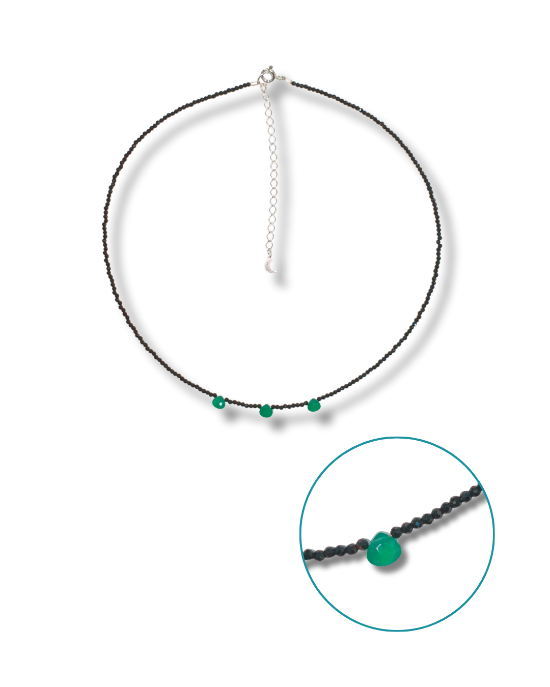Gargantilla Turmalina Negra y Crisoprasa Plata Ley