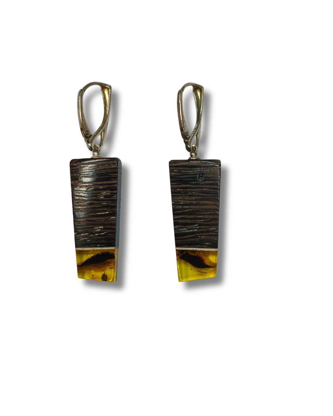 Pendientes Ambar Madera Plata Ley