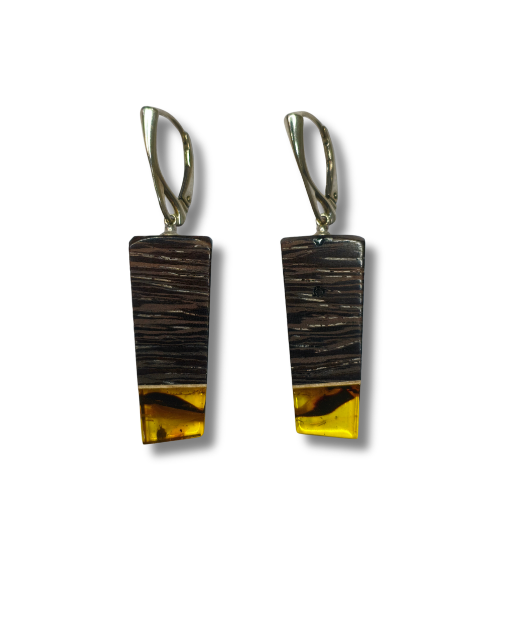 Pendientes Ambar Madera Plata Ley