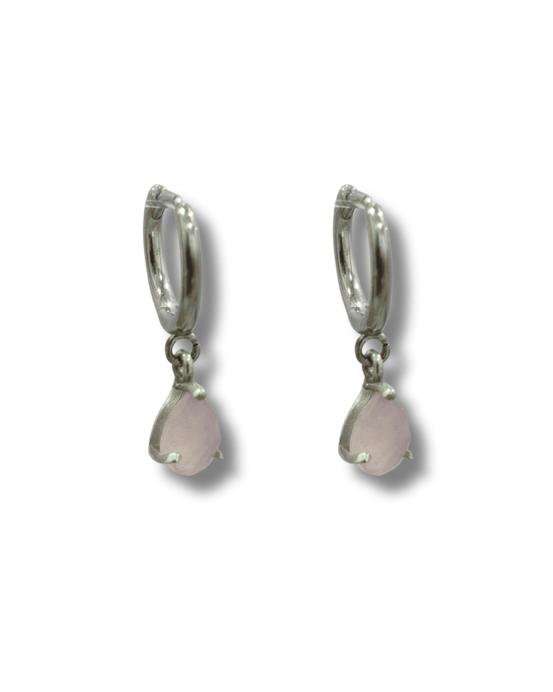 Pendientes Cuarzo Rosa Plata Ley LS01
