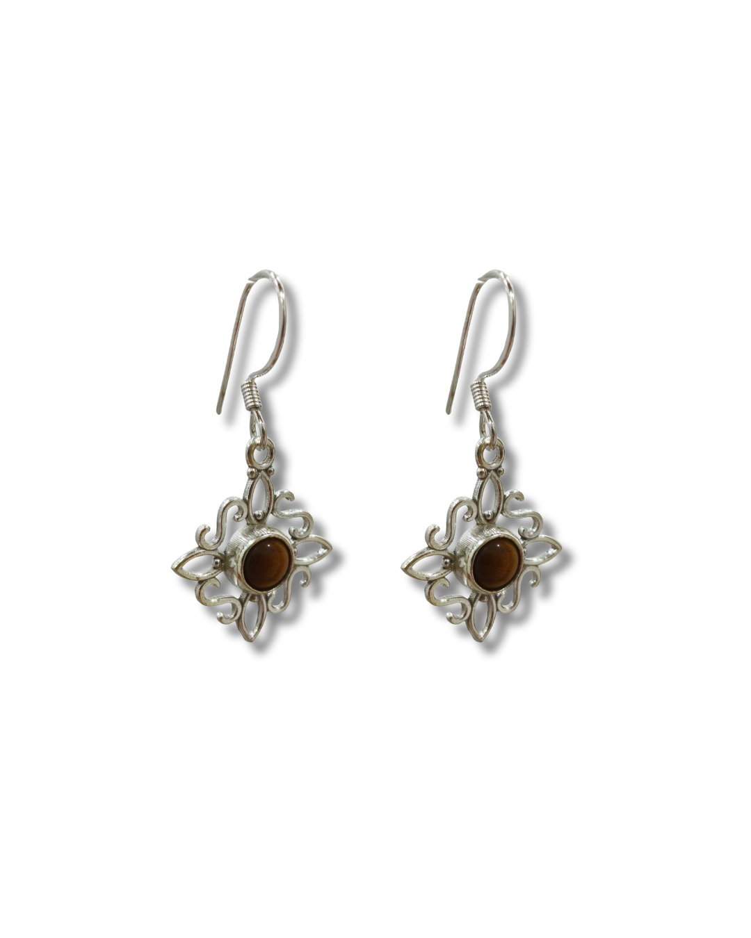 Pendientes Nudo de Bruja Ojo de Tigre Plata Ley