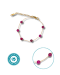 Pulsera Agata Fucsia Acero Dorado