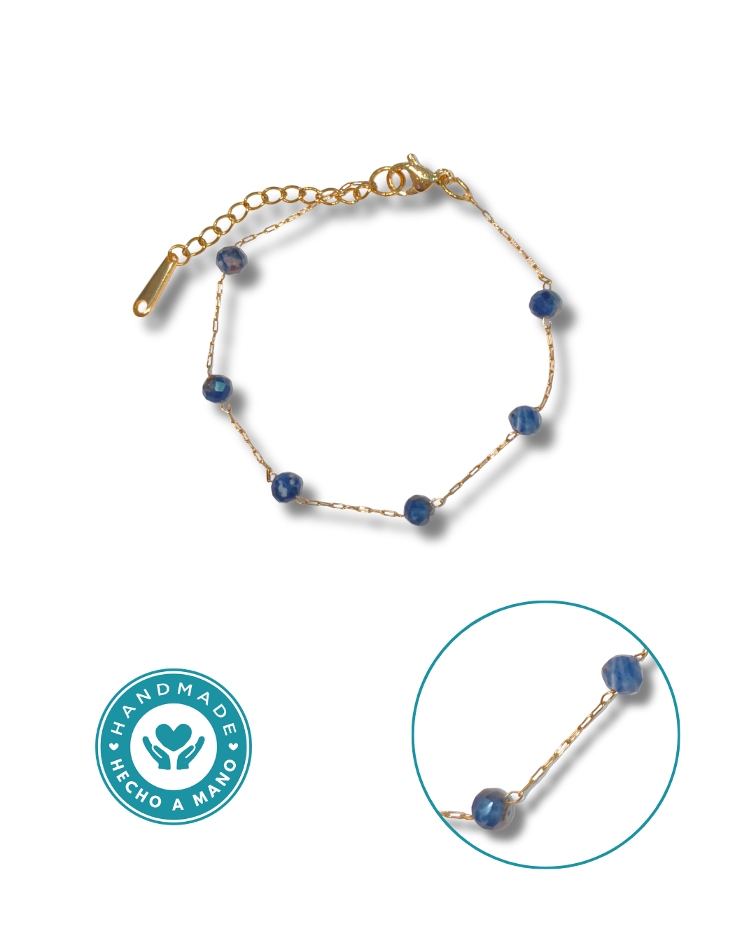 Pulsera Sodalita Acero Dorado