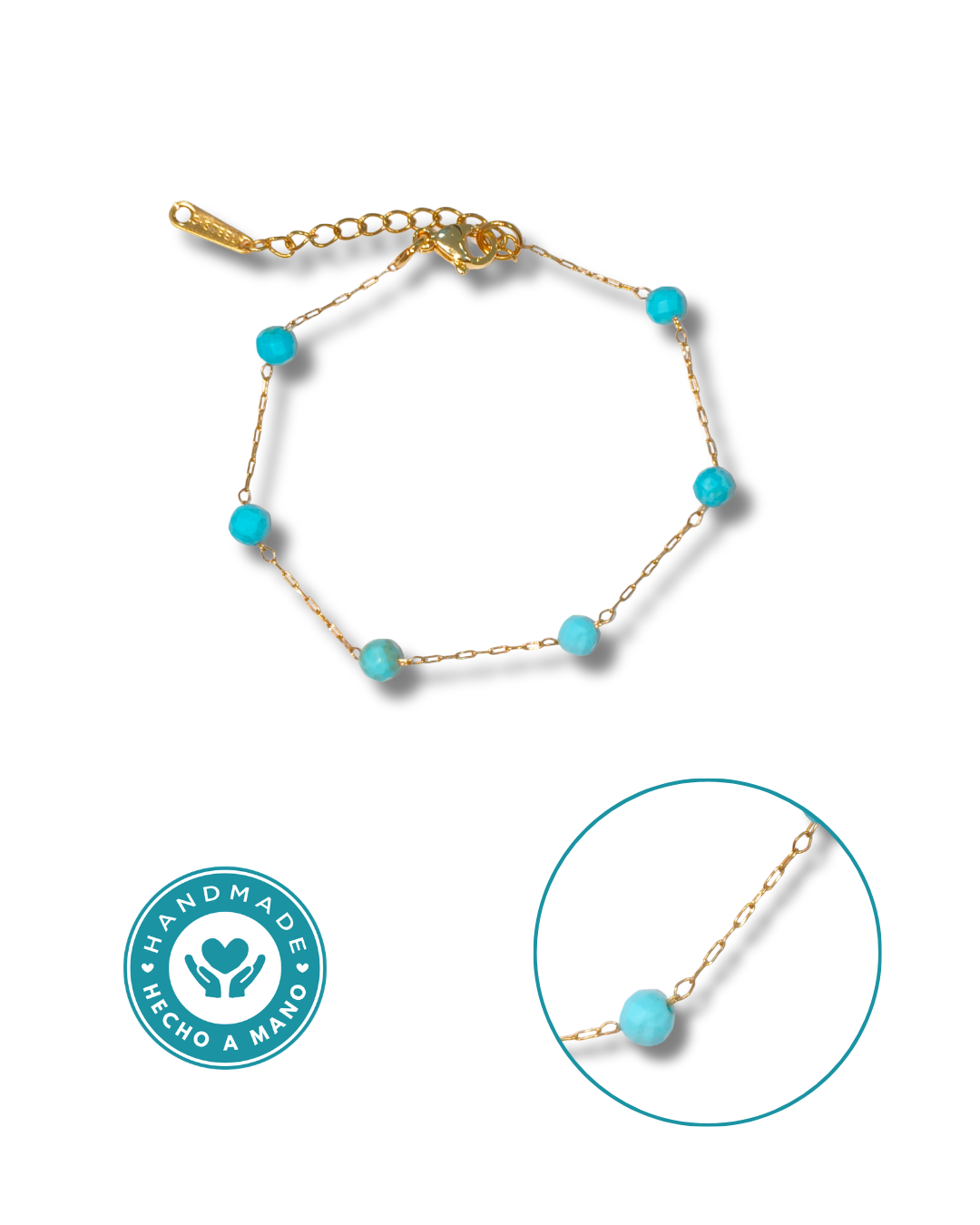 Pulsera Turquesa Acero Dorado