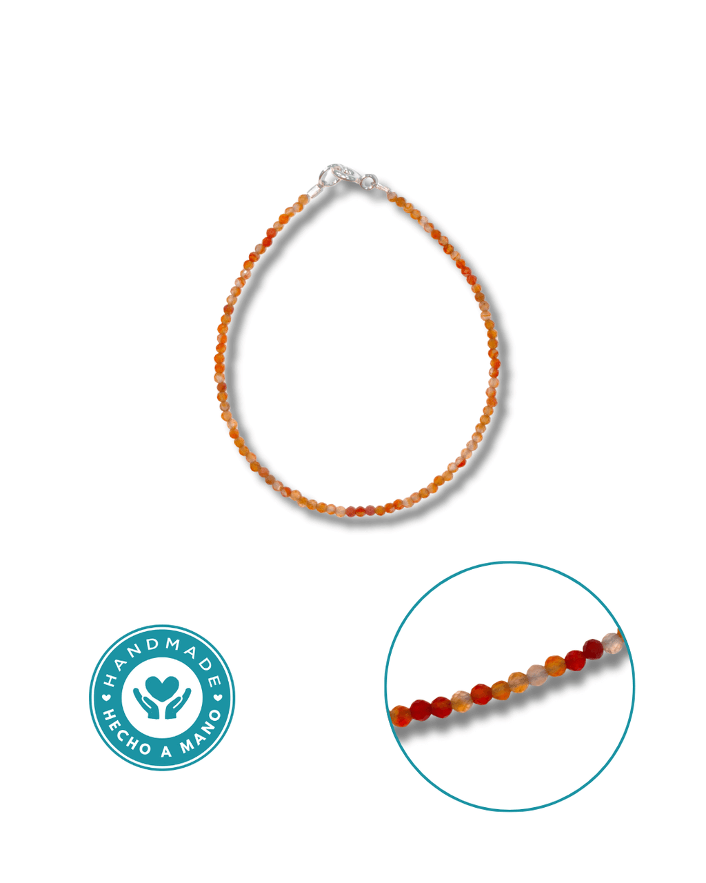 Pulsera Cornalina Plata Ley