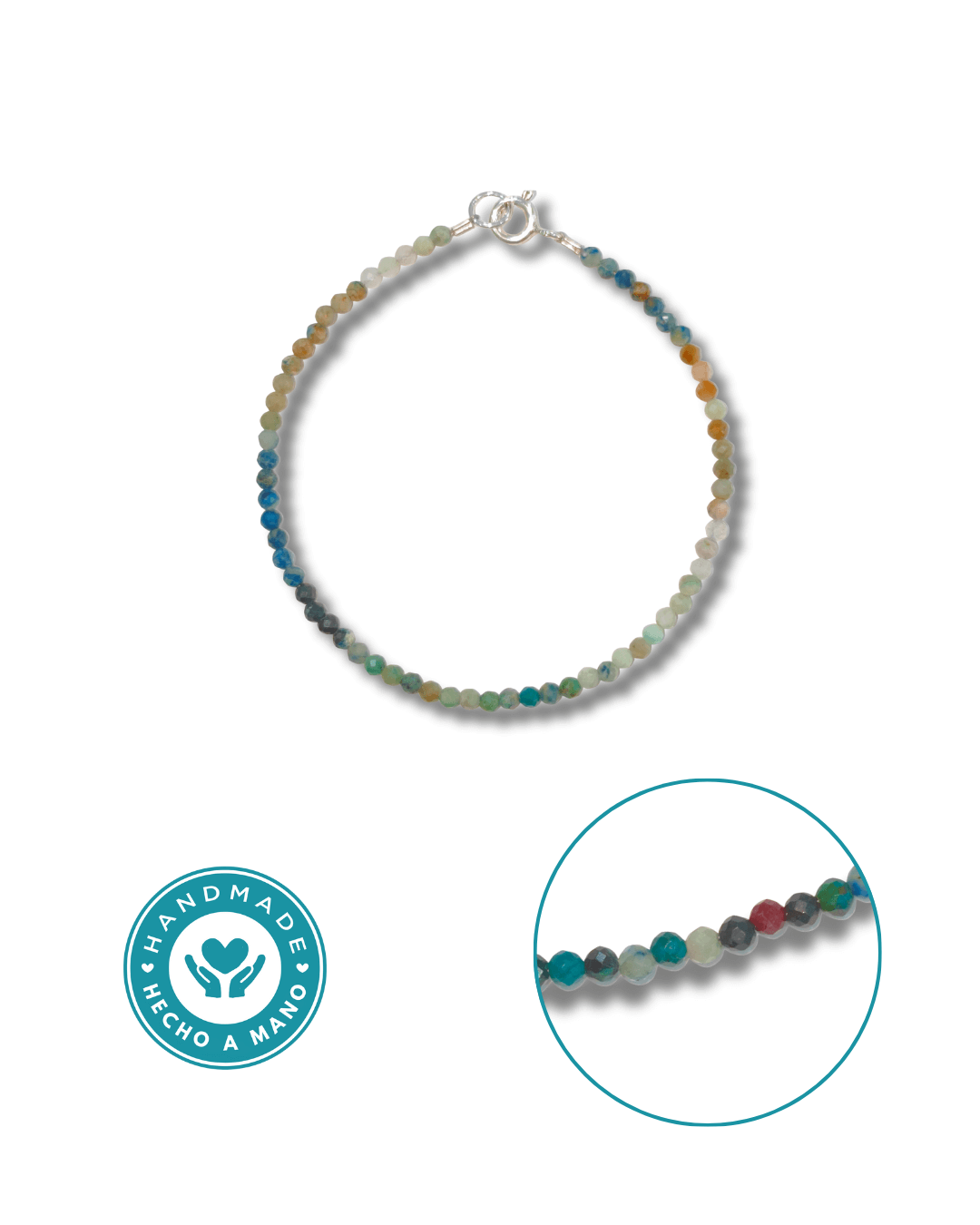 Pulsera Crisocola Plata Ley LS01