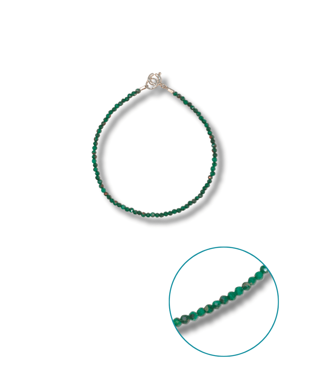 Pulsera Malaquita Plata Ley