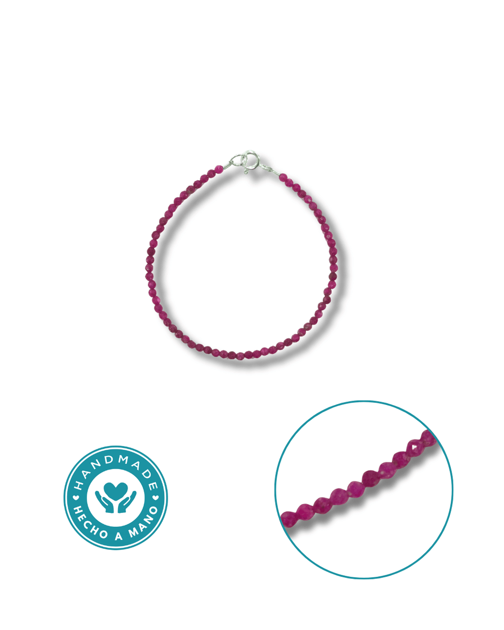 Pulsera Rubi Plata Ley