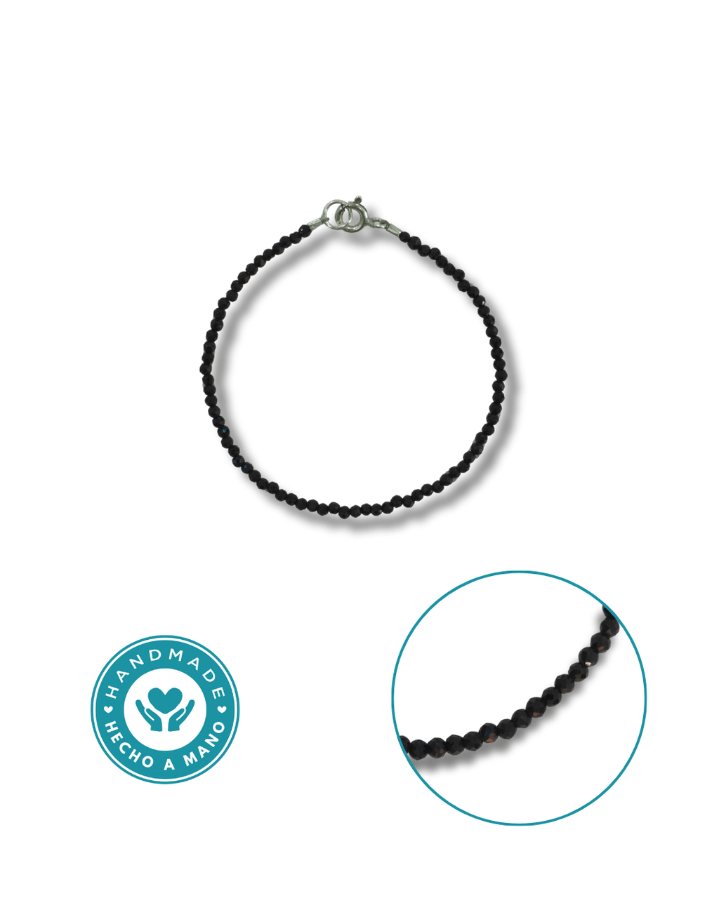 Pulsera Turmalina Negra Plata Ley